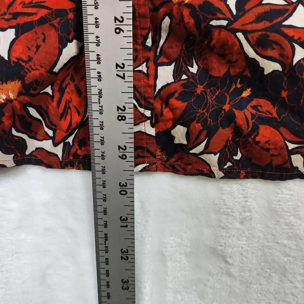 Banana Republic SS Button Up Hawaiian Tropical Shirt Red Slim‎ Fit Sz L
